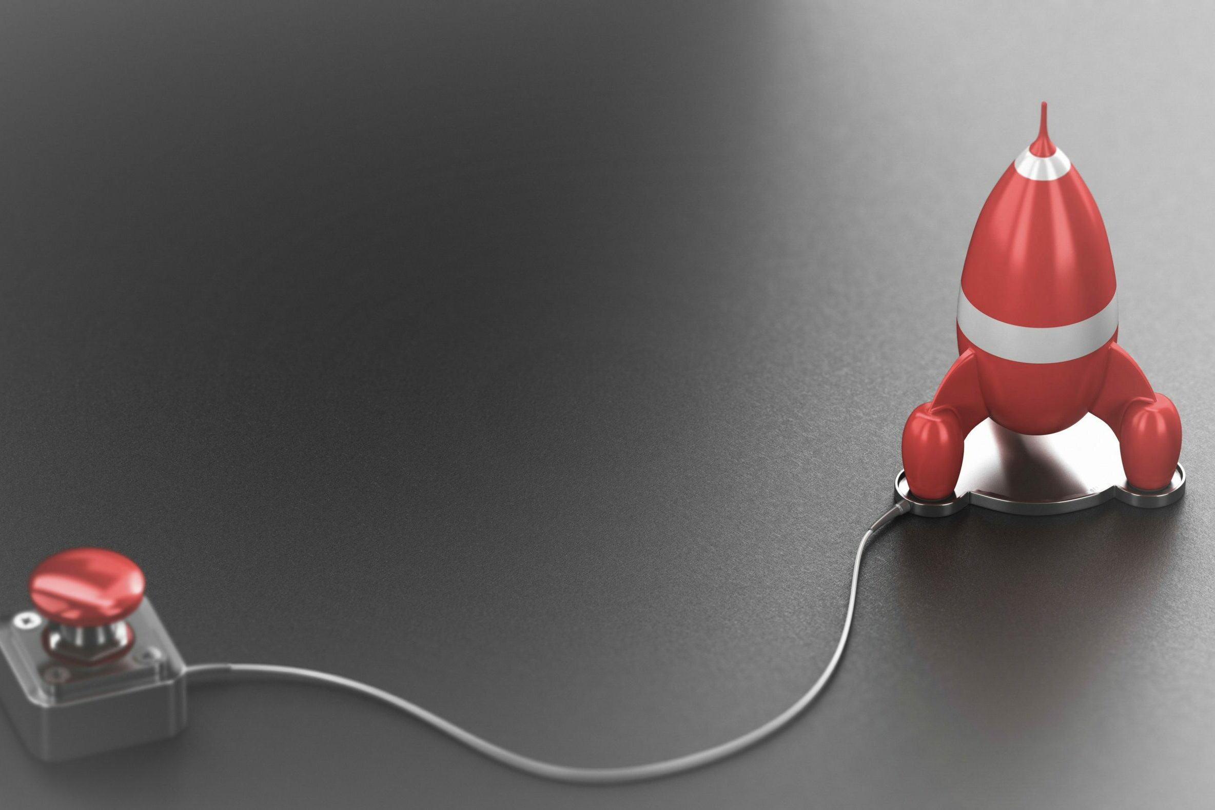 Red,Rocket,And,Launcher,Over,Black,Background.,Business,Or,Marketing